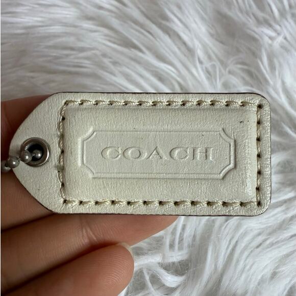 1..5" y2k COACH Vintage White Fob Bag Charm Hang tag Hangtag - Picture 1 of 2